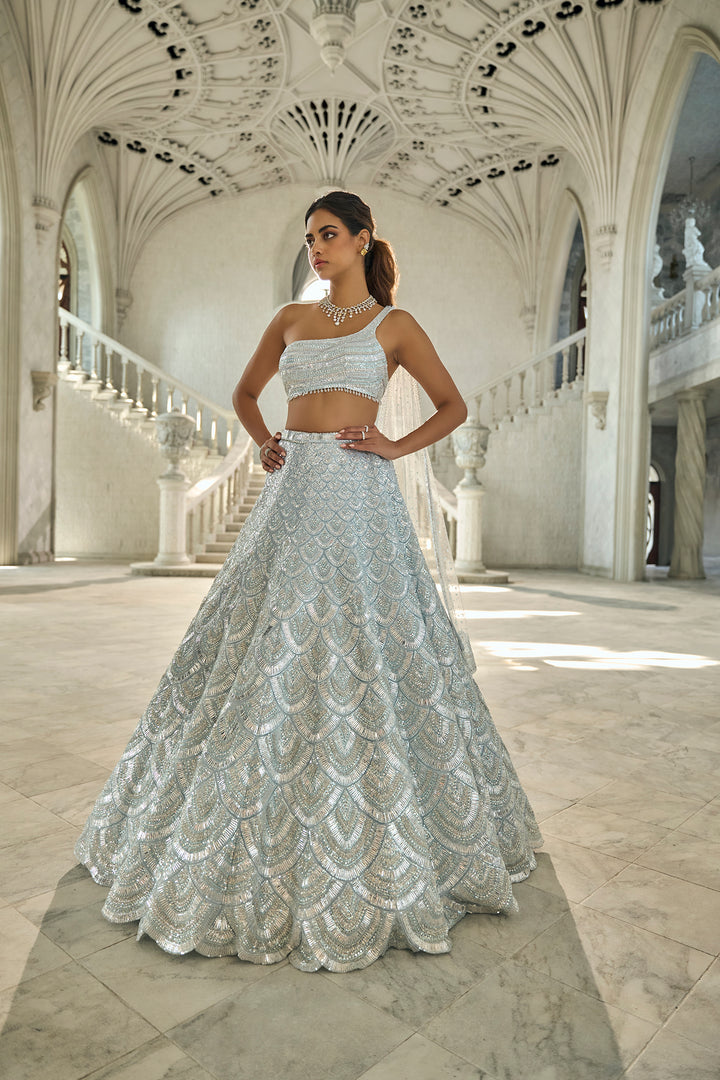 Powder Blue Sequin Lehenga Set