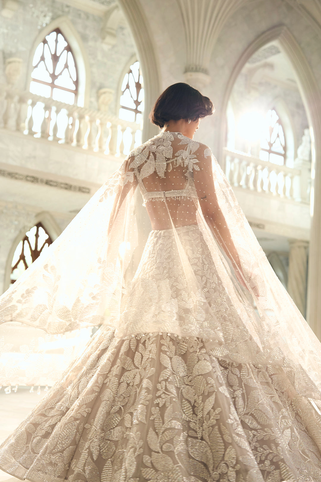 Silver Floral Lehenga Set