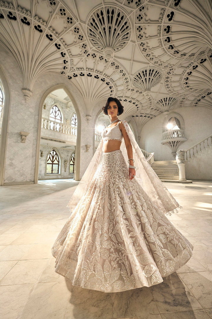 Silver Floral Lehenga Set