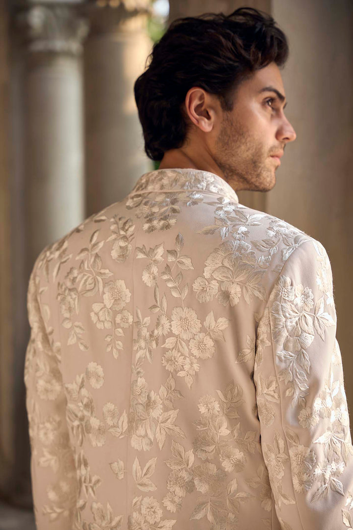 Light Beige Open Sherwani Set
