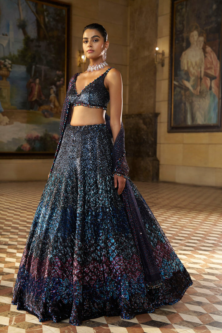 Multi - Coloured Sequin Lehenga Set