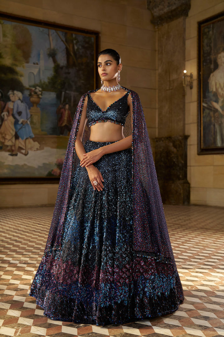 Multi - Coloured Sequin Lehenga Set