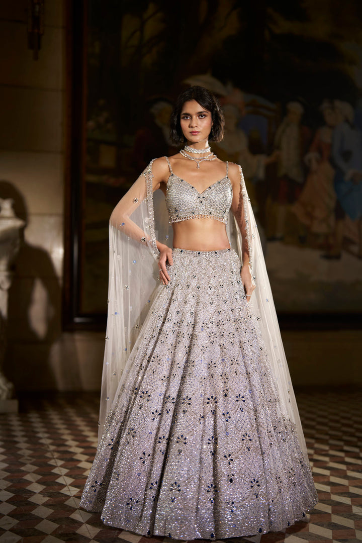 Blue Crystal Lehenga Set