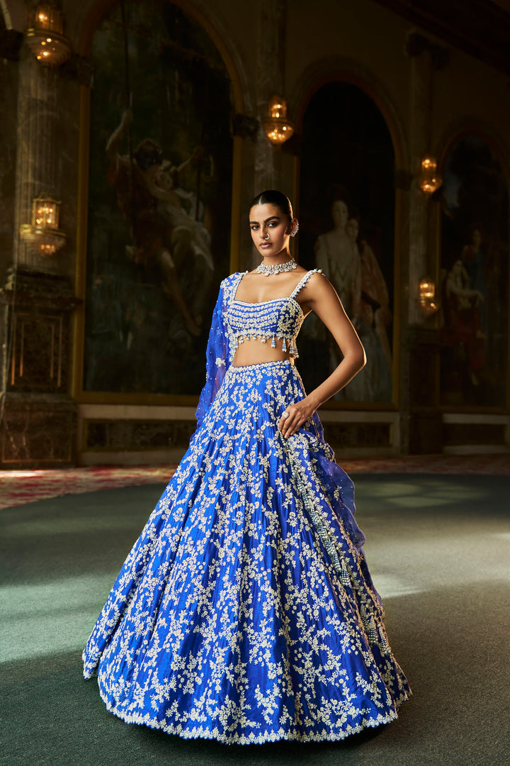 Blue Thread Work Lehenga Set