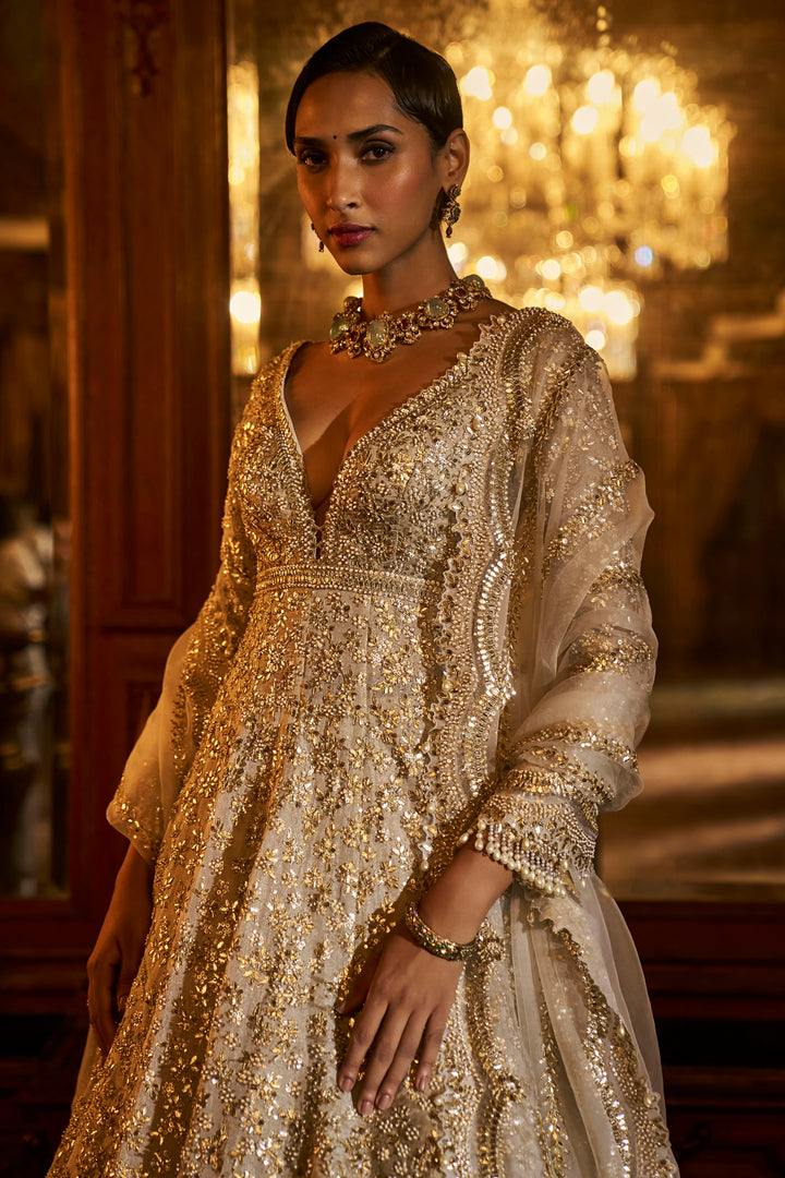 Silver Gold Jacket Lehenga Set