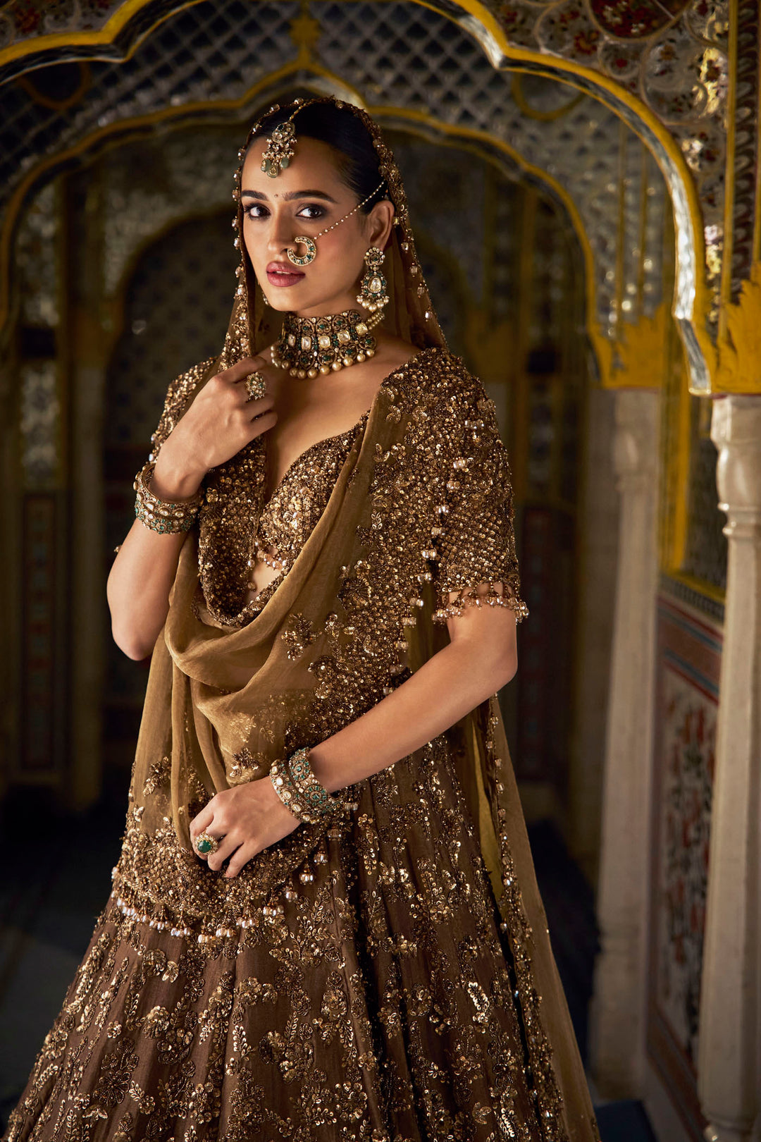 Bronze Tissue Lehenga Set