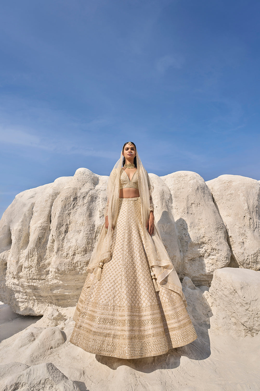 Ivory Gota Patti Lehenga Set