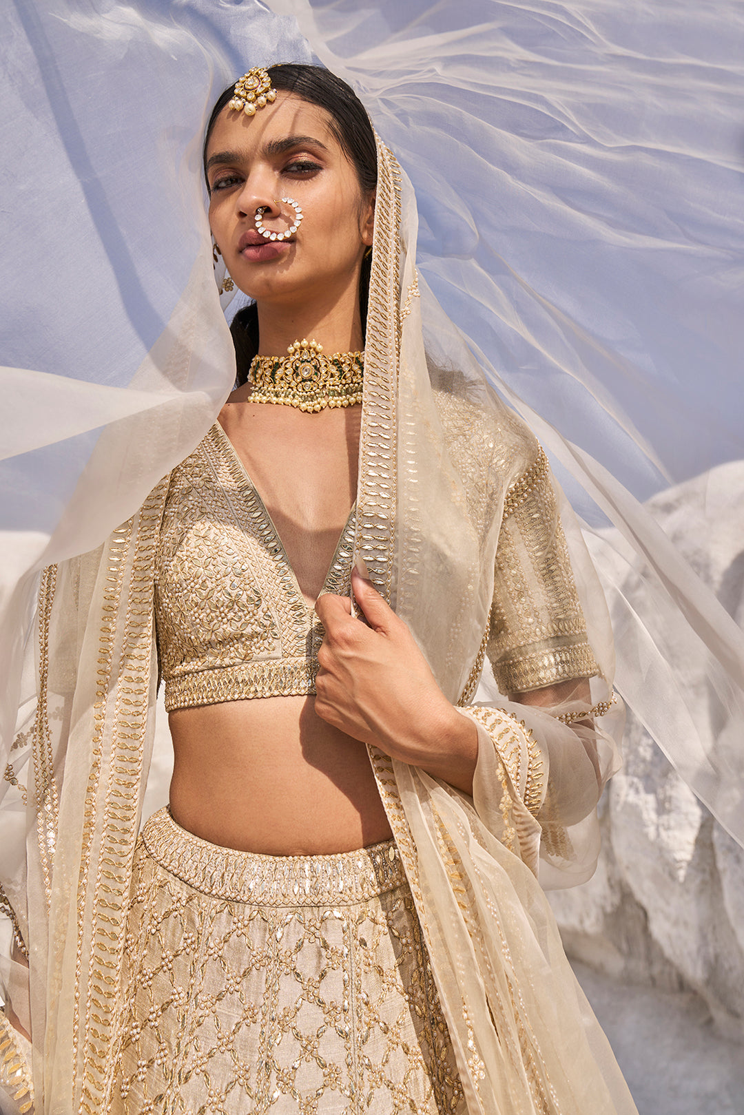 Ivory Gota Patti Lehenga Set