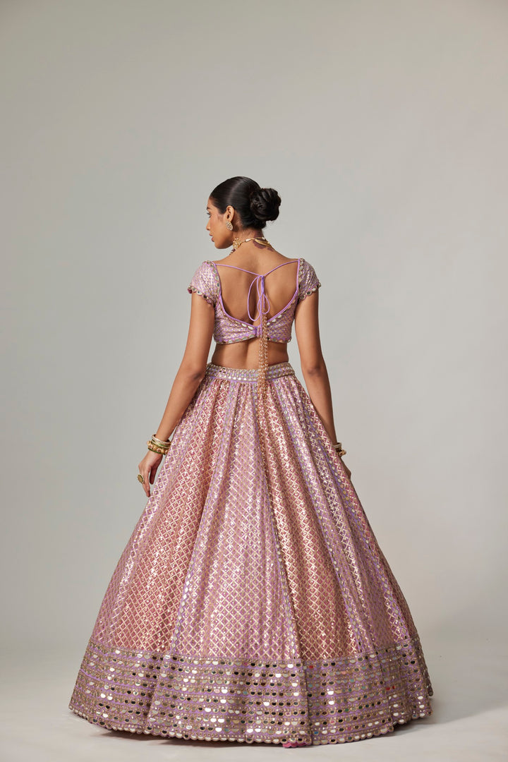 Lilac Gota Multicolor Heavy Metallic Lehenga With Cap Sleeve Blouse