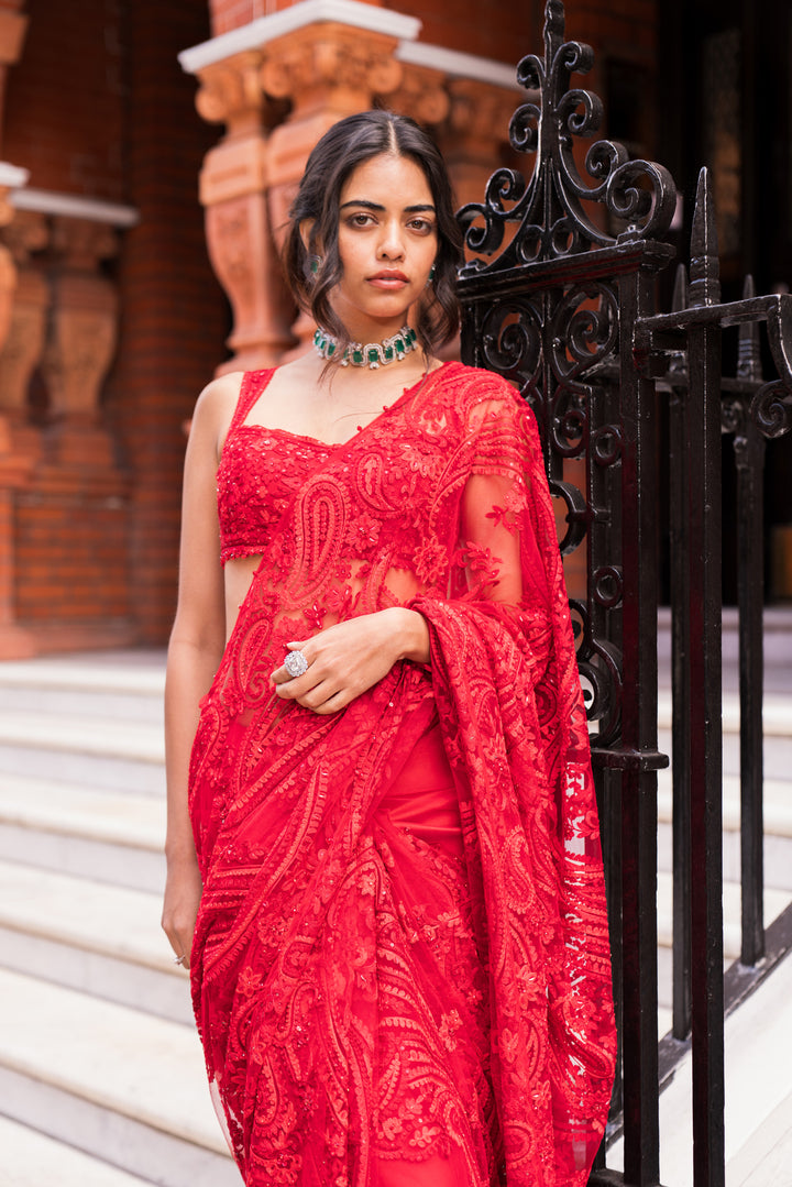 Red Dori Saree