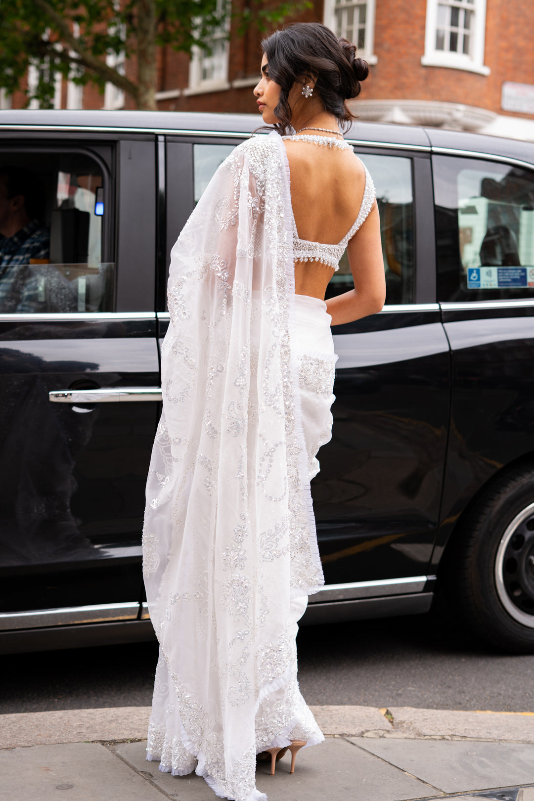 Ivory Sequin Saree