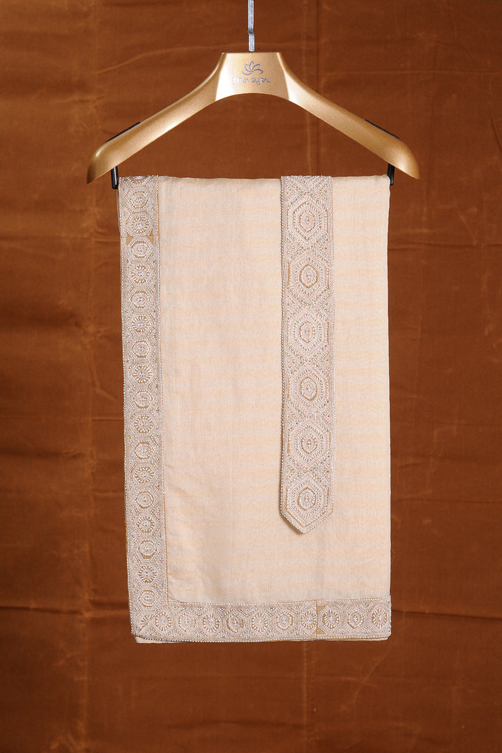 Mustard Matka Silk Embroidered Sherwani With Monga Tussar Kurta Churidar