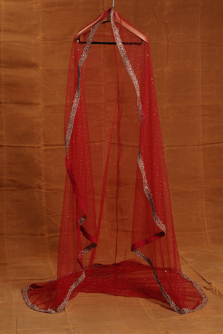 Red Leher Lehenga