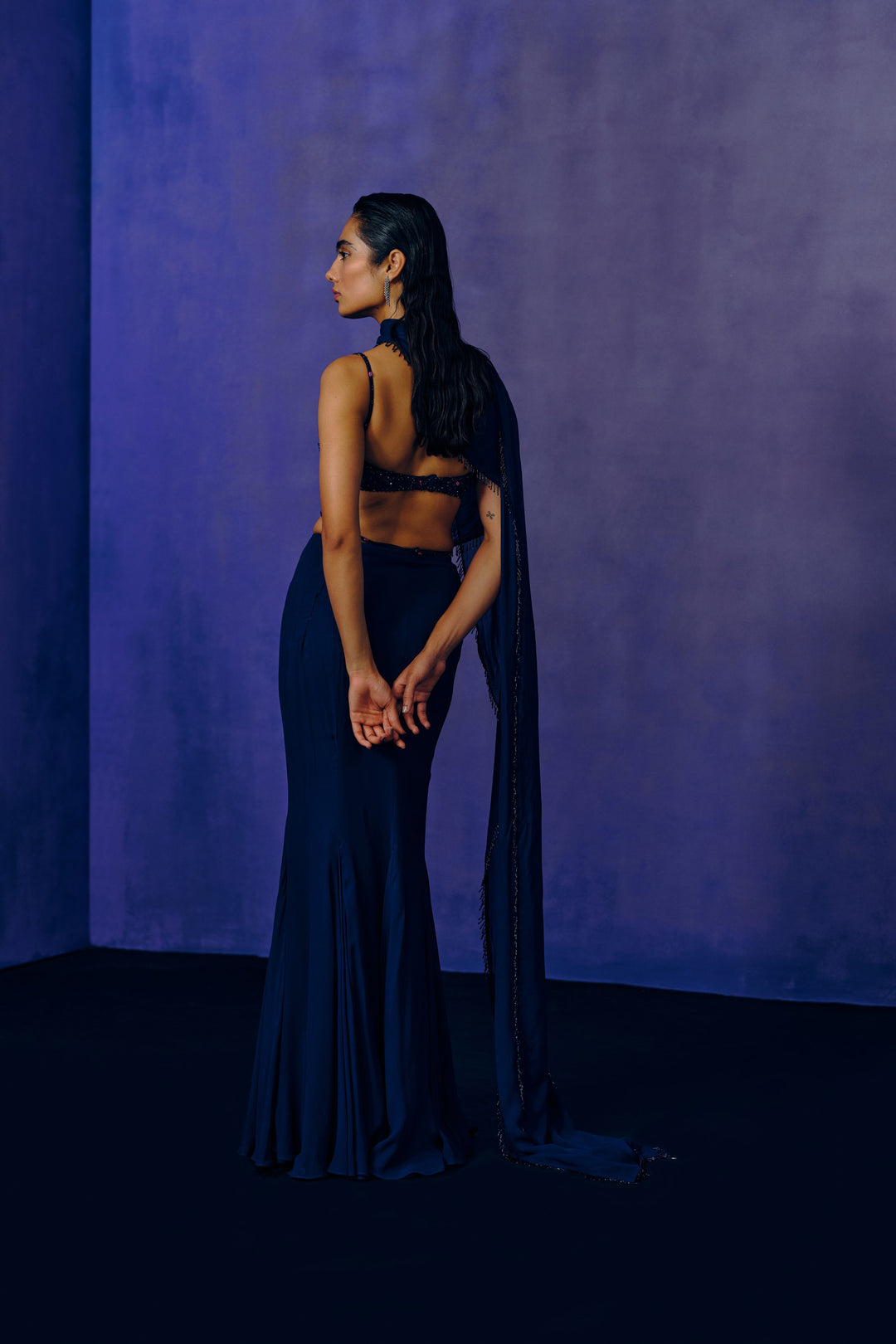 Celestial Cobalt Drape Saree