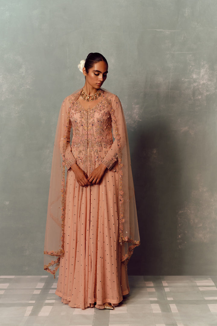 Sunset Petal Kurta And Skirt Suit Set