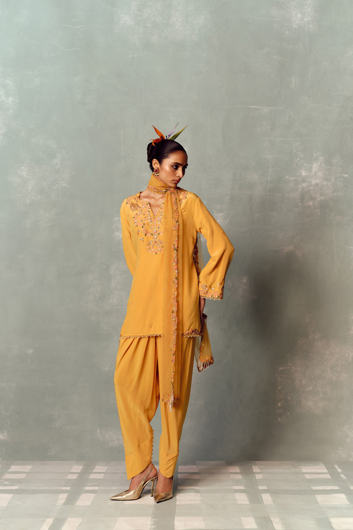 Sunlit Mango Kurta And Salwar Set