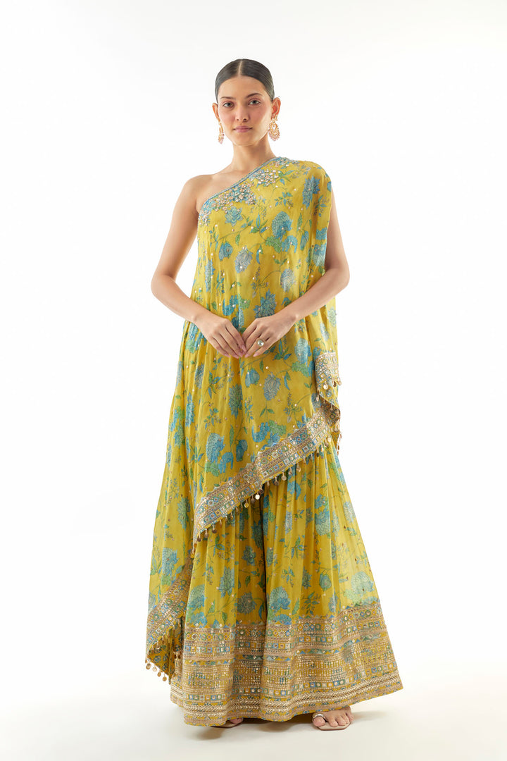 Sumedha One Shoulder Sharara Set
