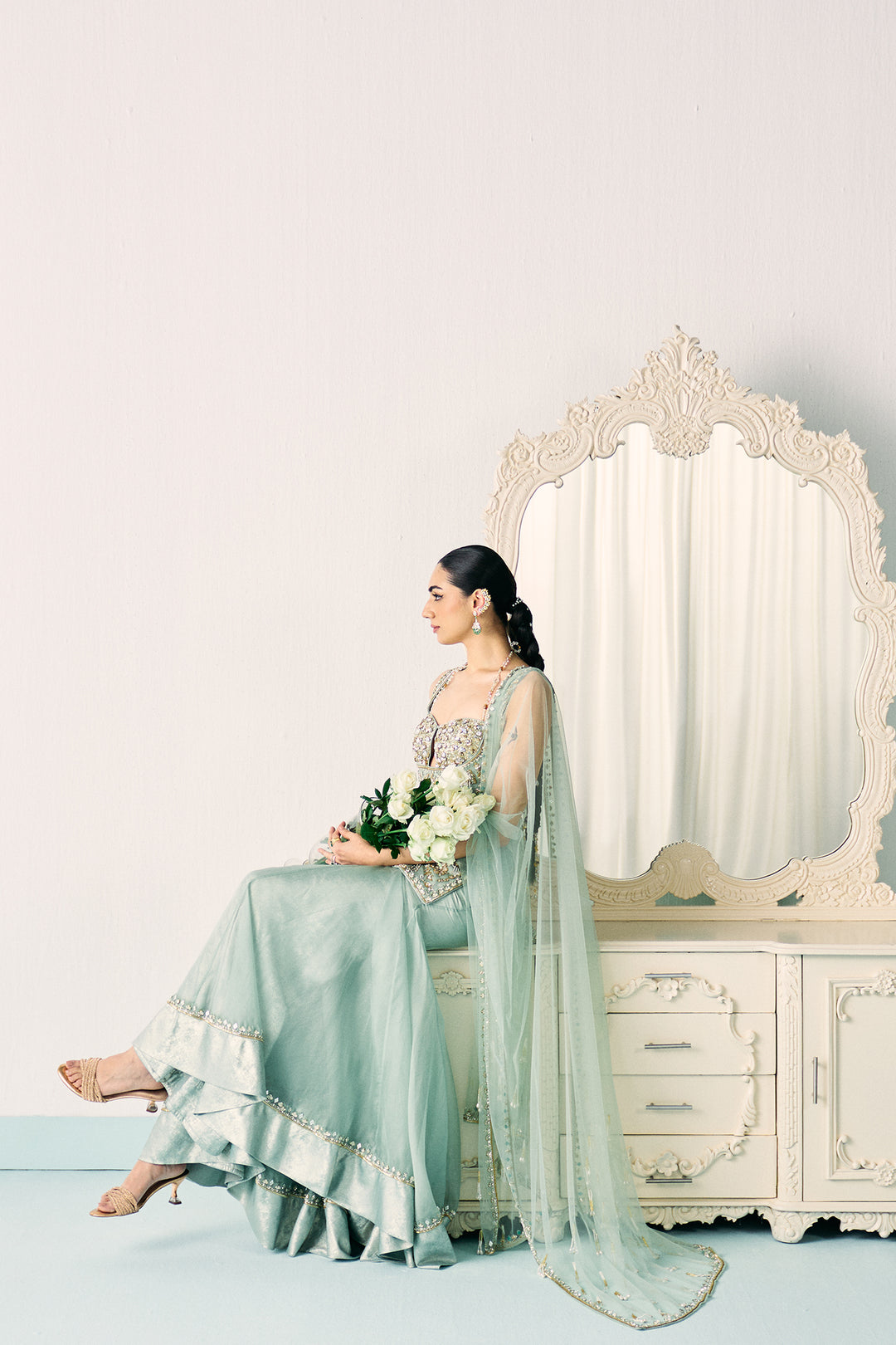 Aqua-green kurta sharara set