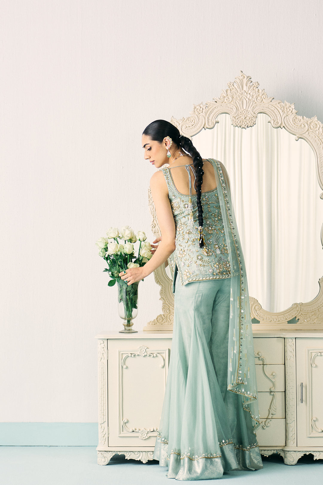 Aqua-green kurta sharara set