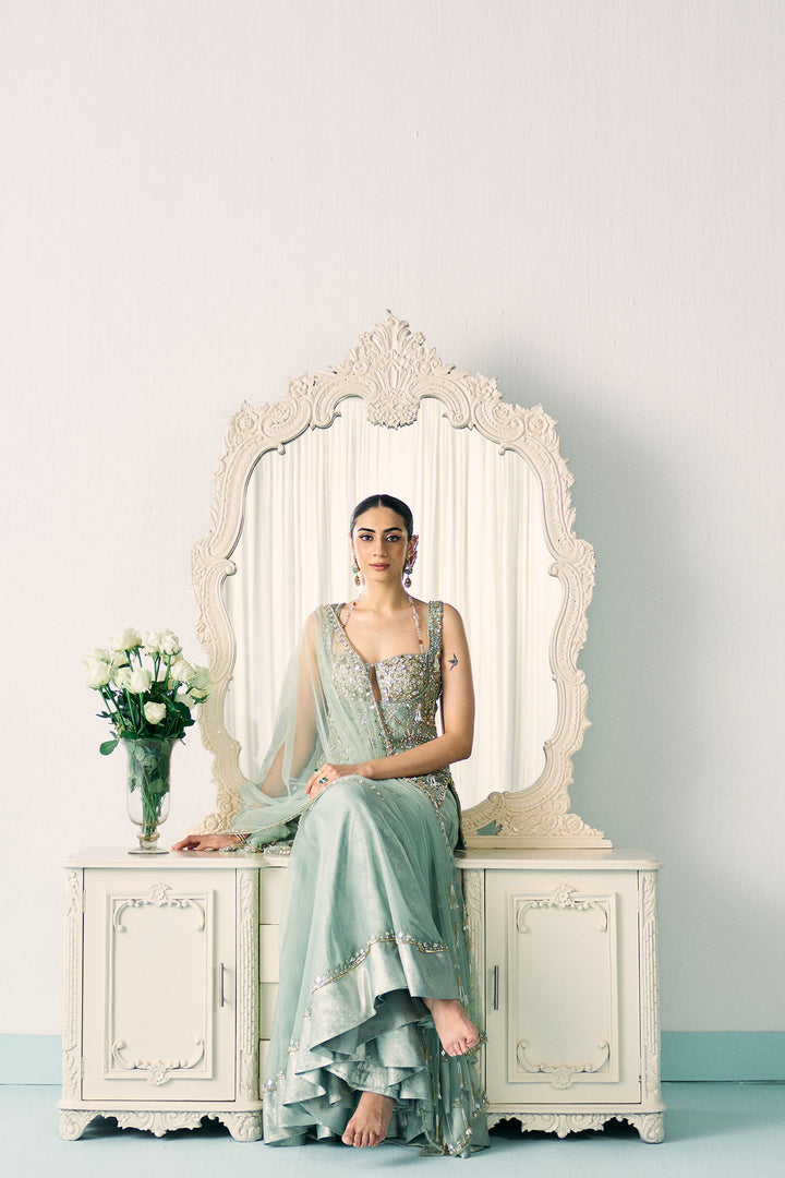 Aqua-green kurta sharara set