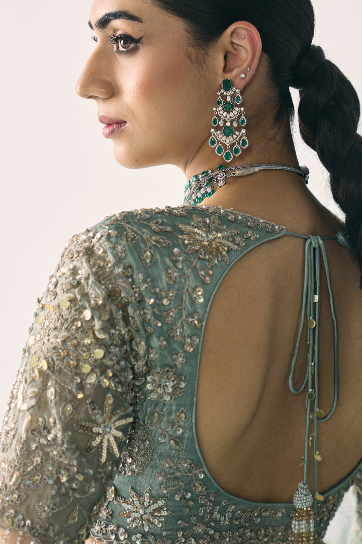 Aqua Tissue Lehenga