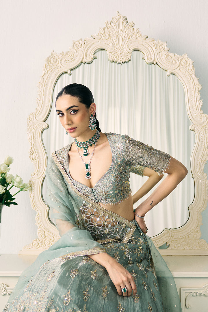 Aqua Tissue Lehenga