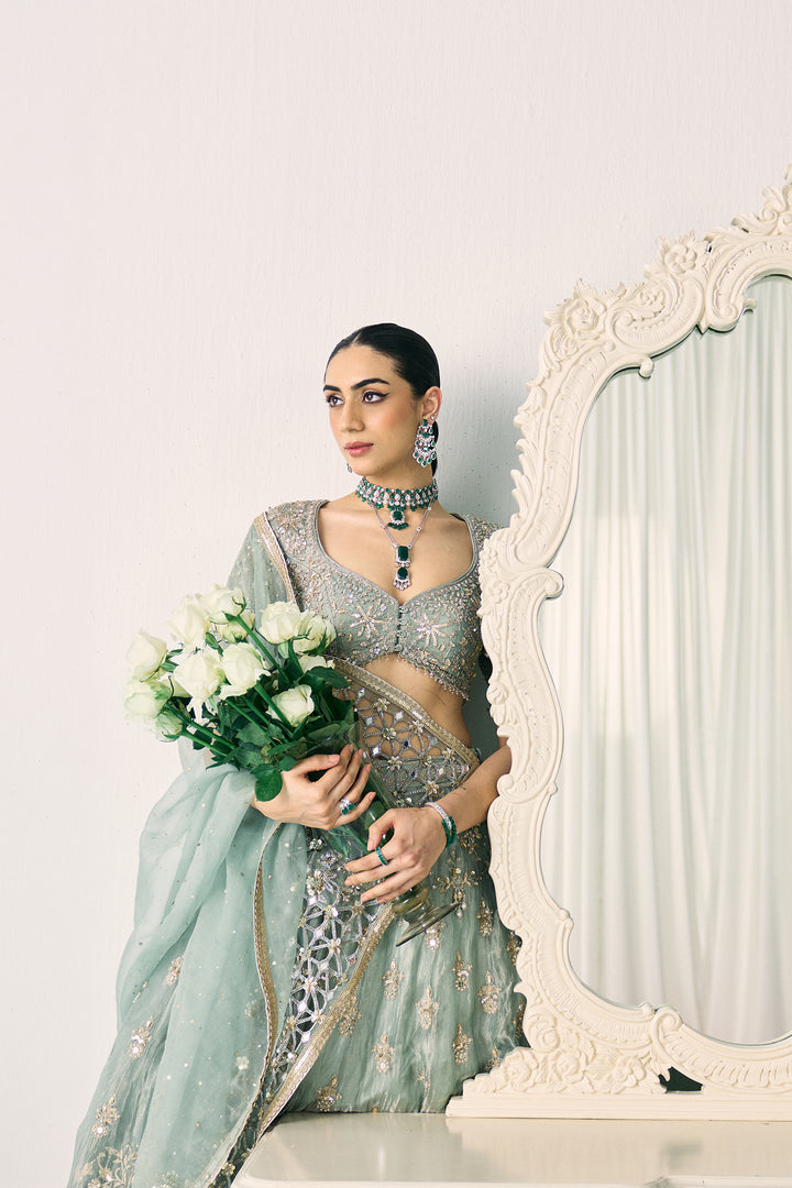 Aqua Tissue Lehenga
