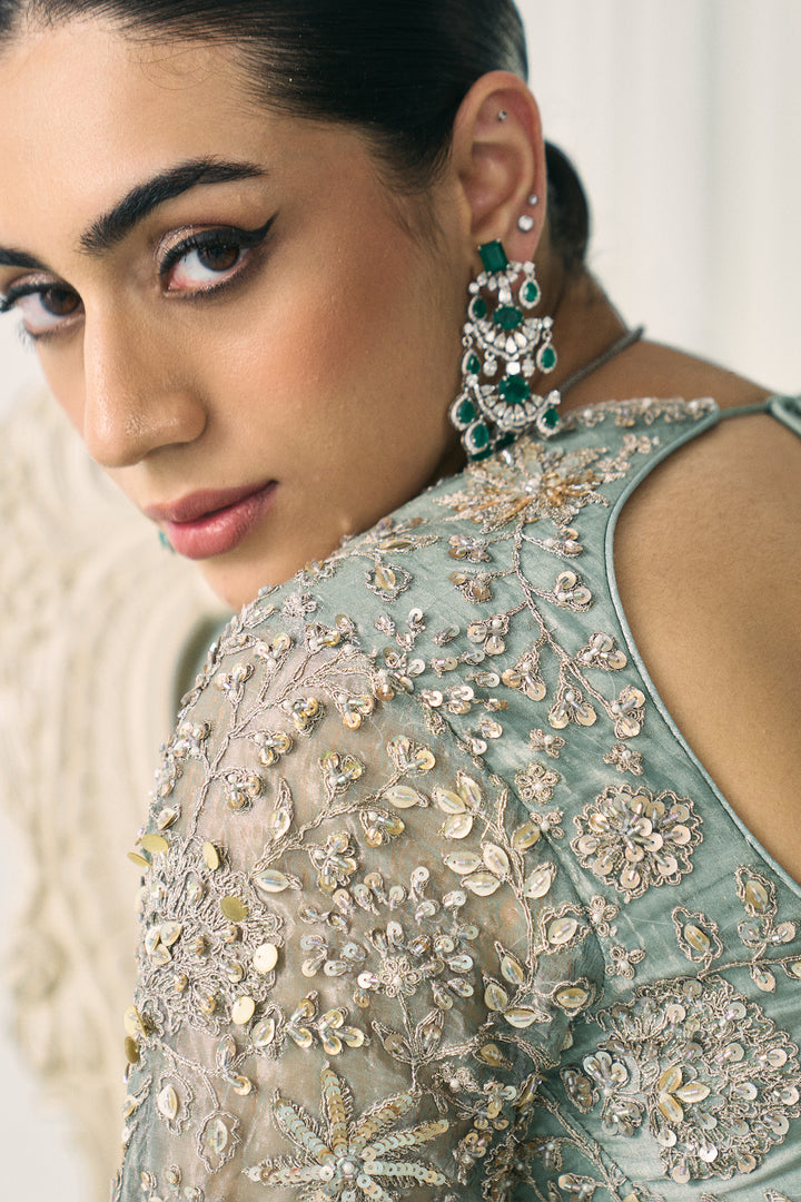 Aqua Tissue Lehenga