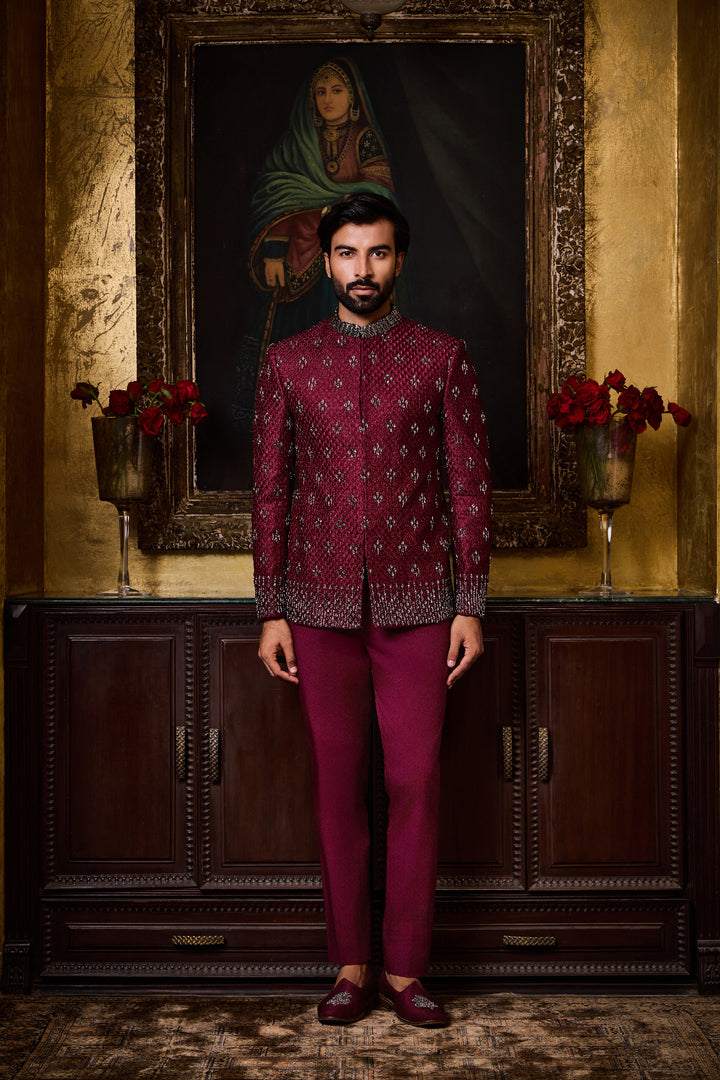 Burgundy Jodhpuri Set