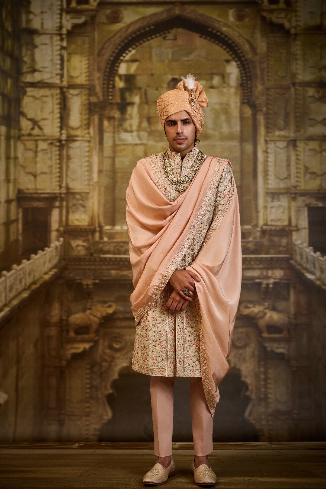 Ivory Brocade Sherwani Set