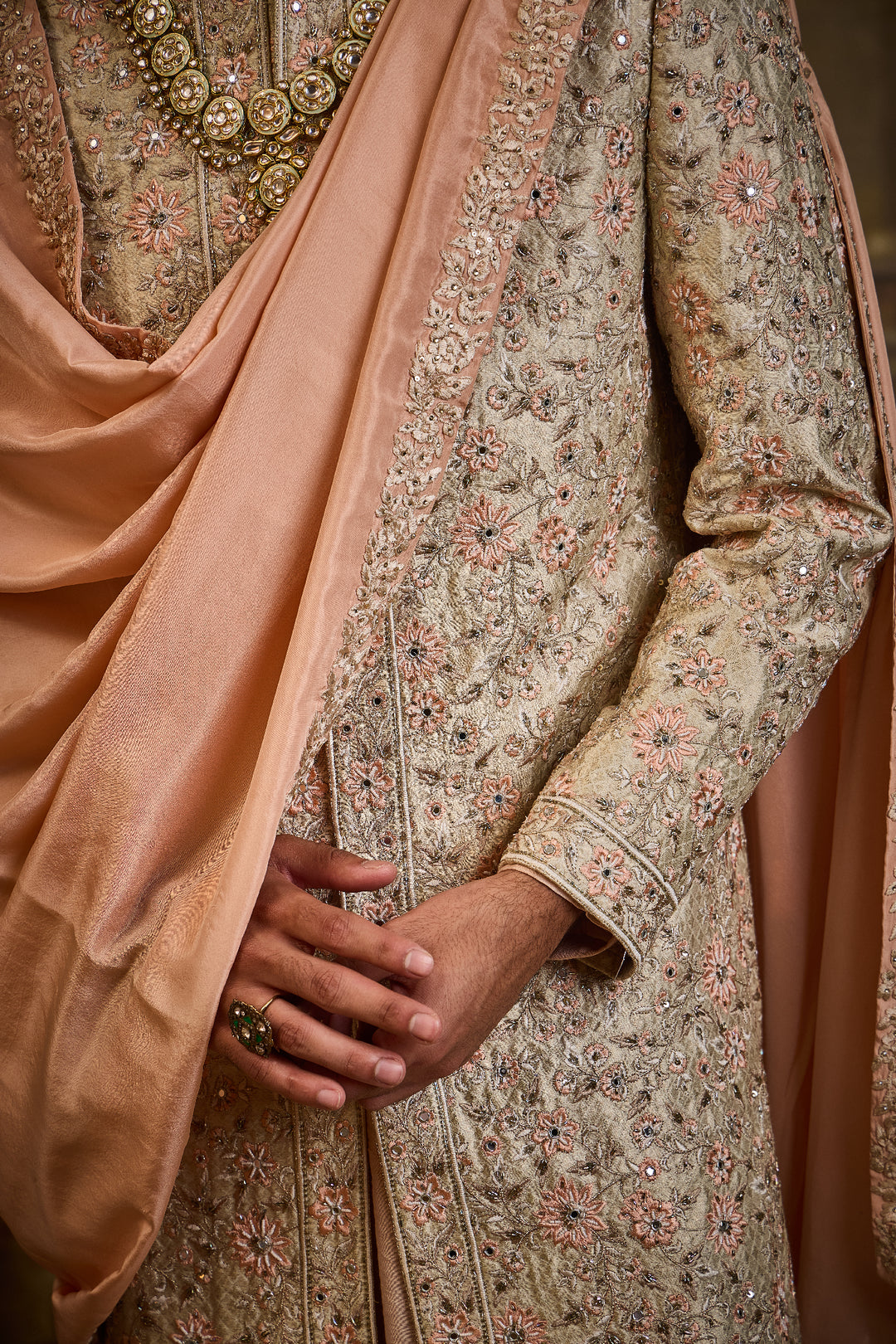 Ivory Brocade Sherwani Set