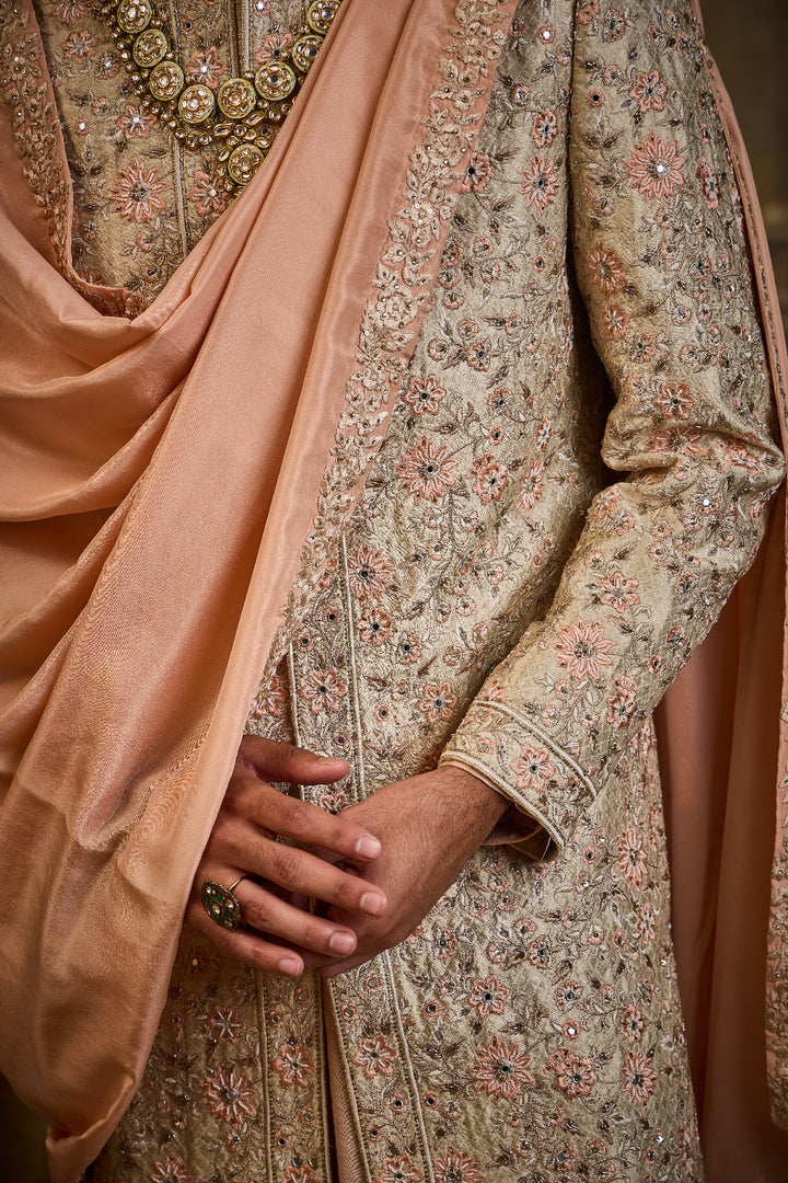 Ivory Brocade Sherwani Set