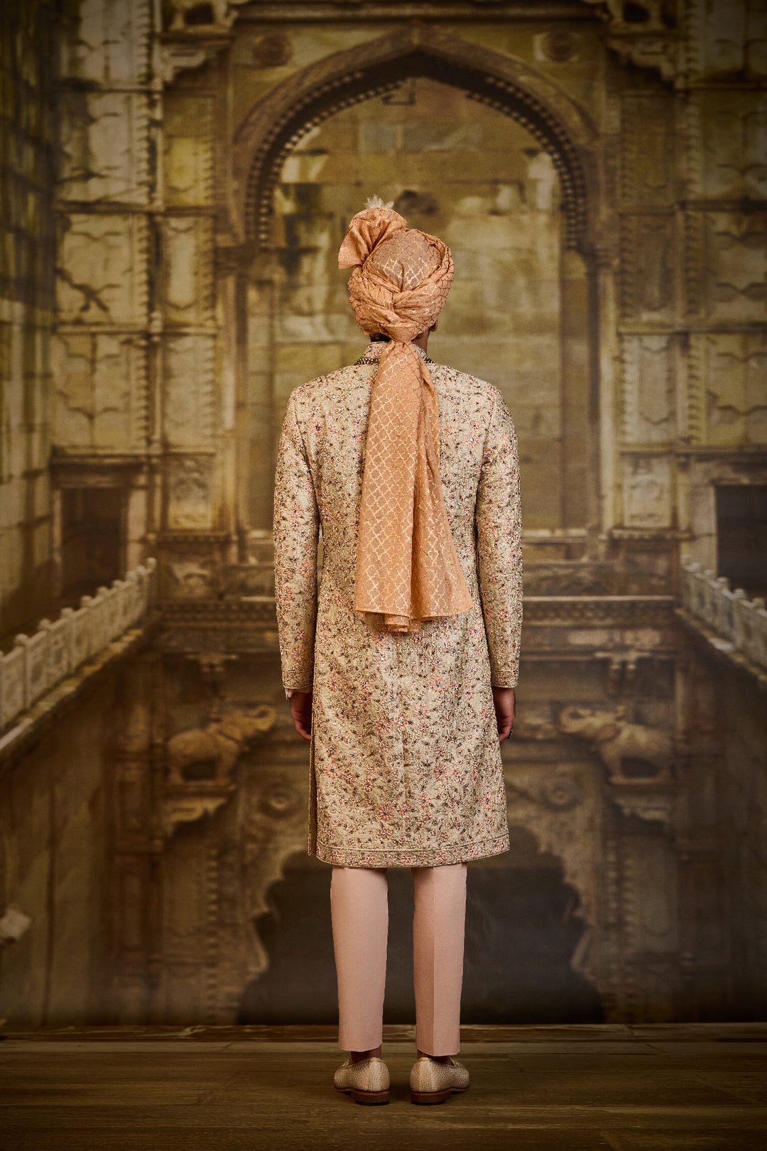 Ivory Brocade Sherwani Set