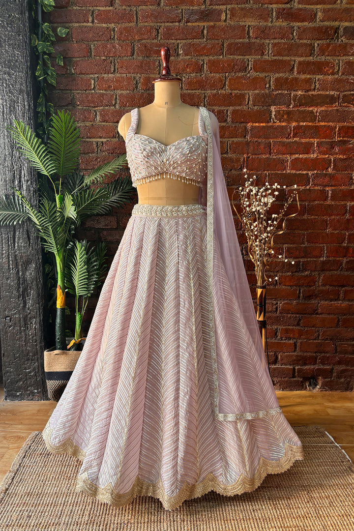 Mauve Gota Work Lehenga