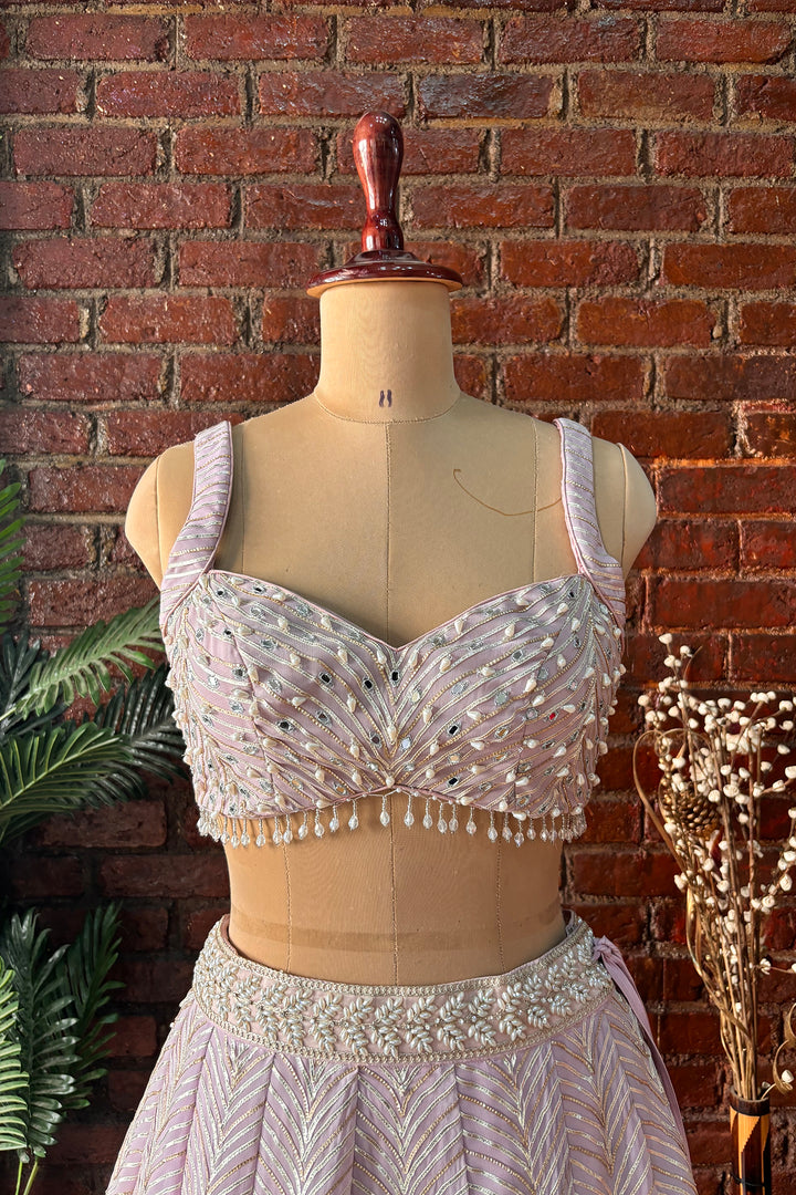 Mauve Gota Work Lehenga