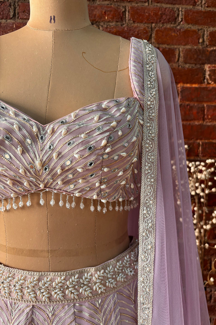 Mauve Gota Work Lehenga