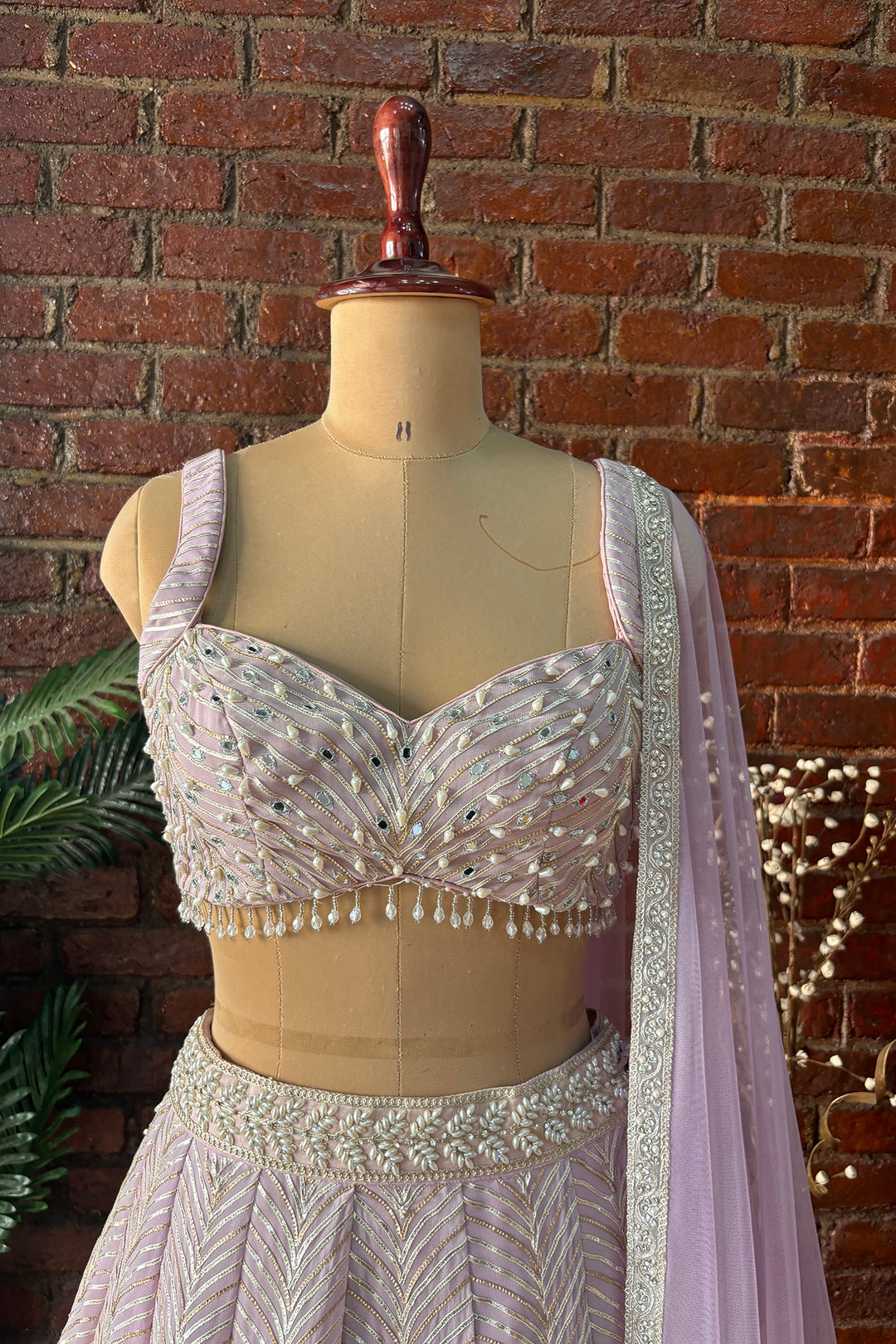 Mauve Gota Work Lehenga