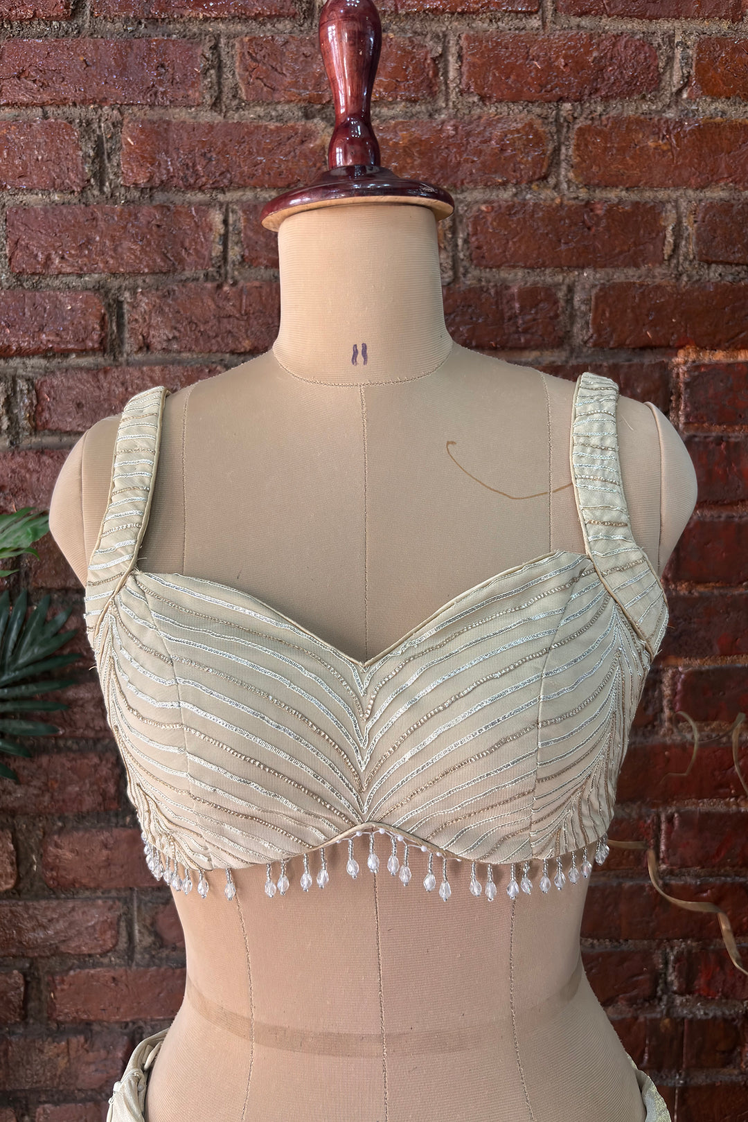 Champagne Gold Shimmer Tissue Pre-Stitched Saree