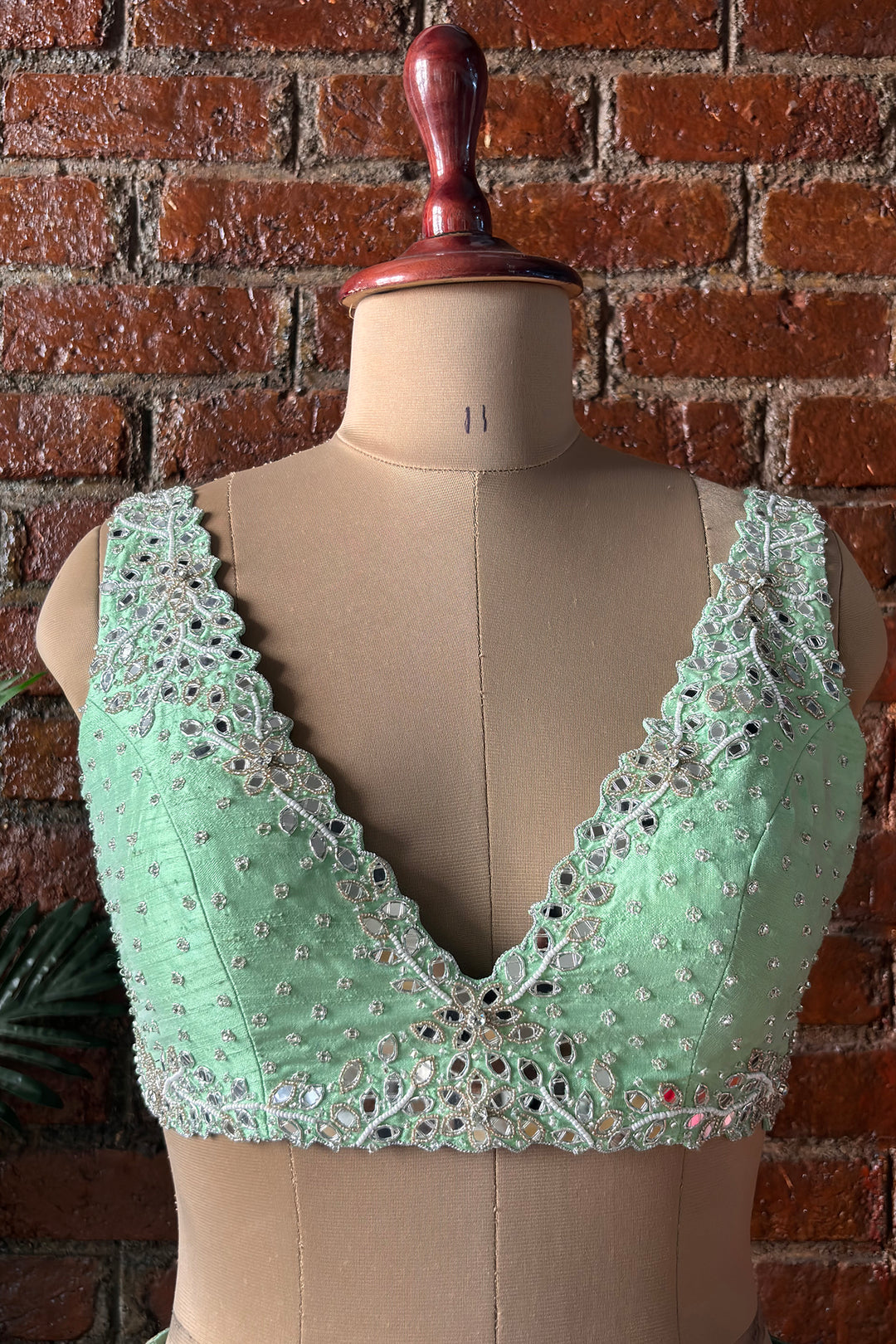 Green Gota Work Lehenga Set