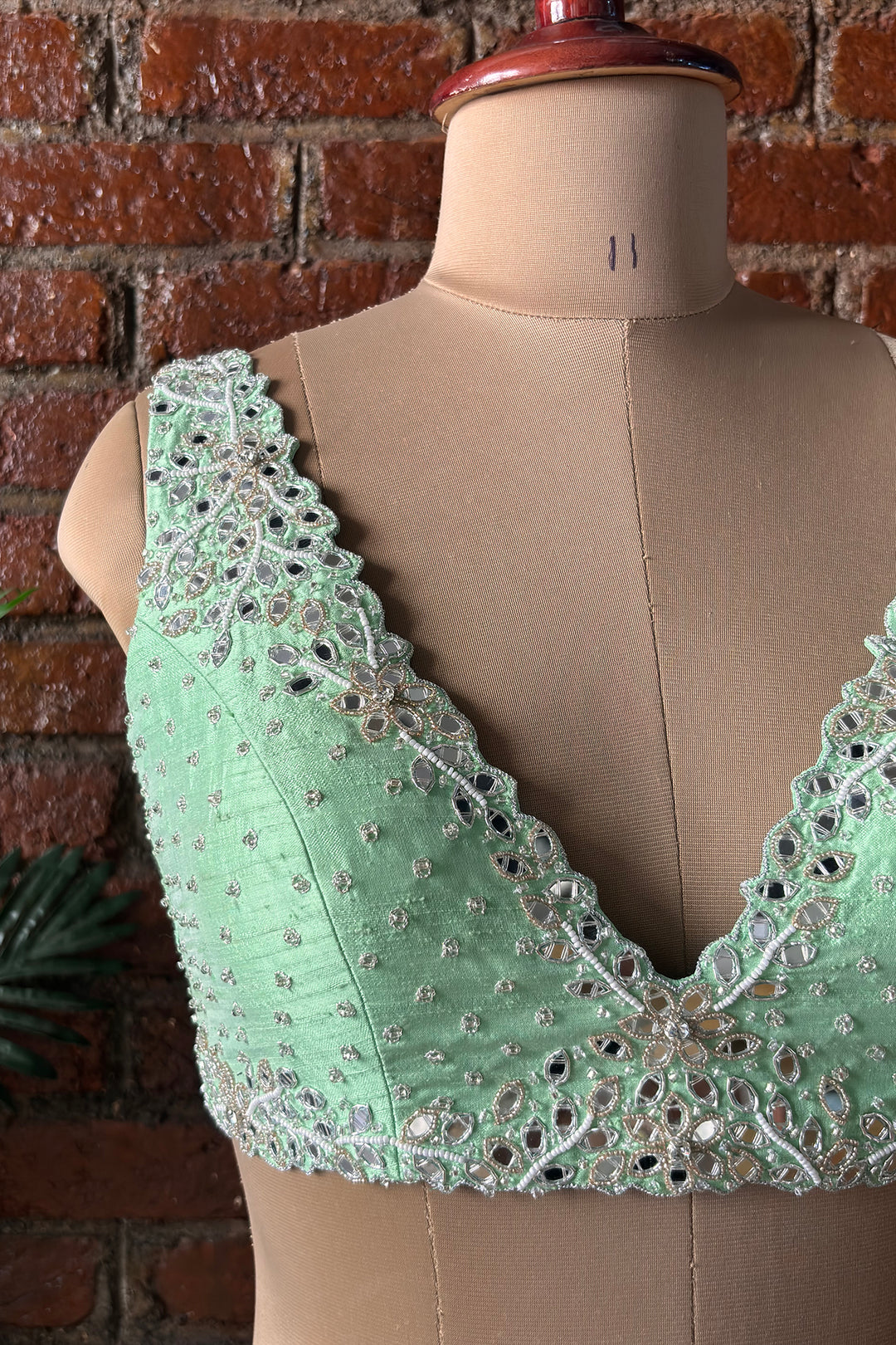 Green Gota Work Lehenga Set