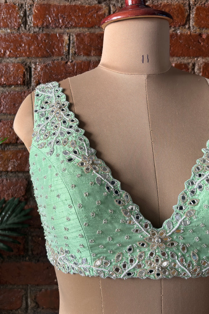 Green Gota Work Lehenga Set