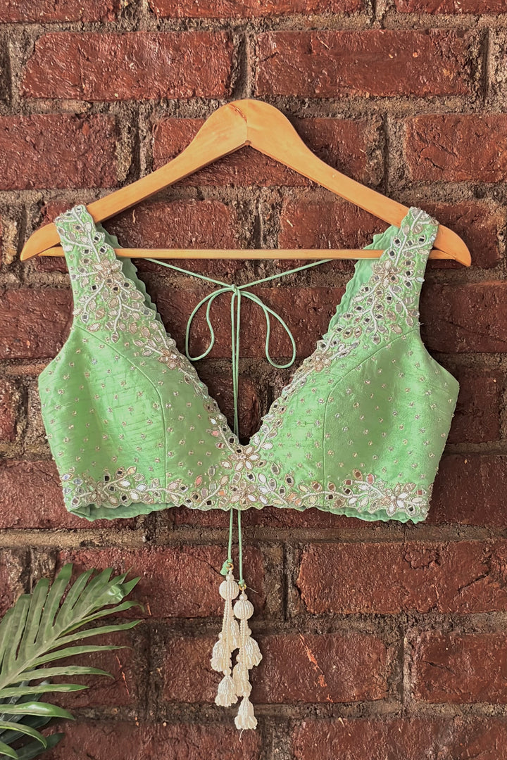 Green Gota Work Lehenga Set