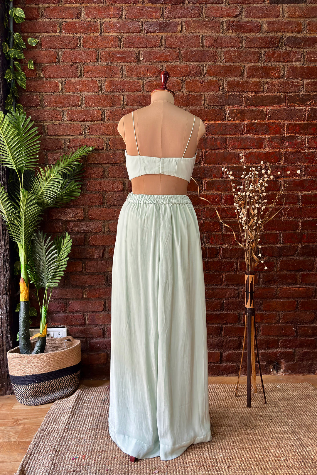 Mint Sequin Work Jacket And Pant Set