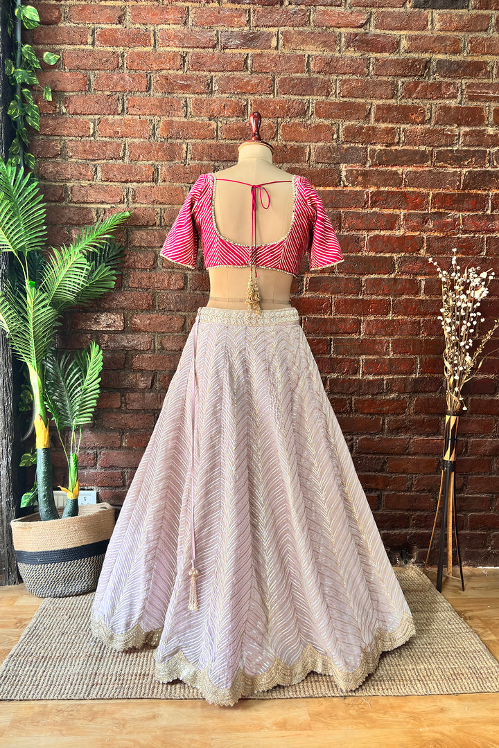 Mauve And Hot Pink Gota Work Lehenga