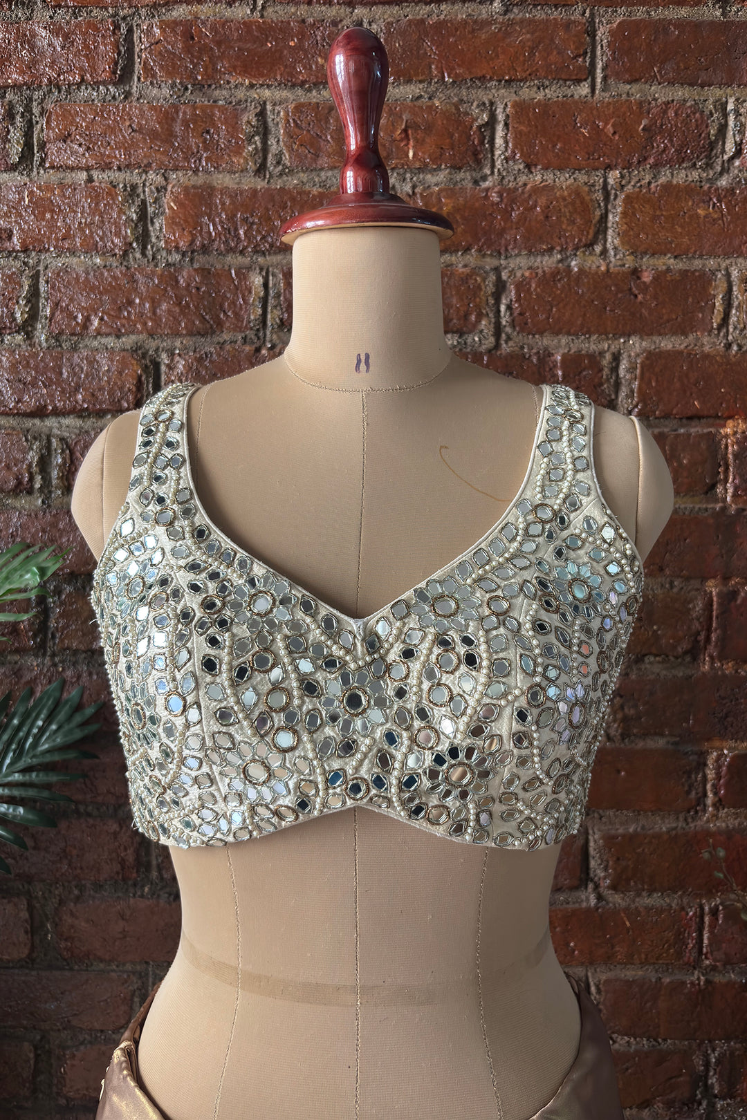 Bronze Shimmer Pre-Stitched Saree With Mirror Blouse