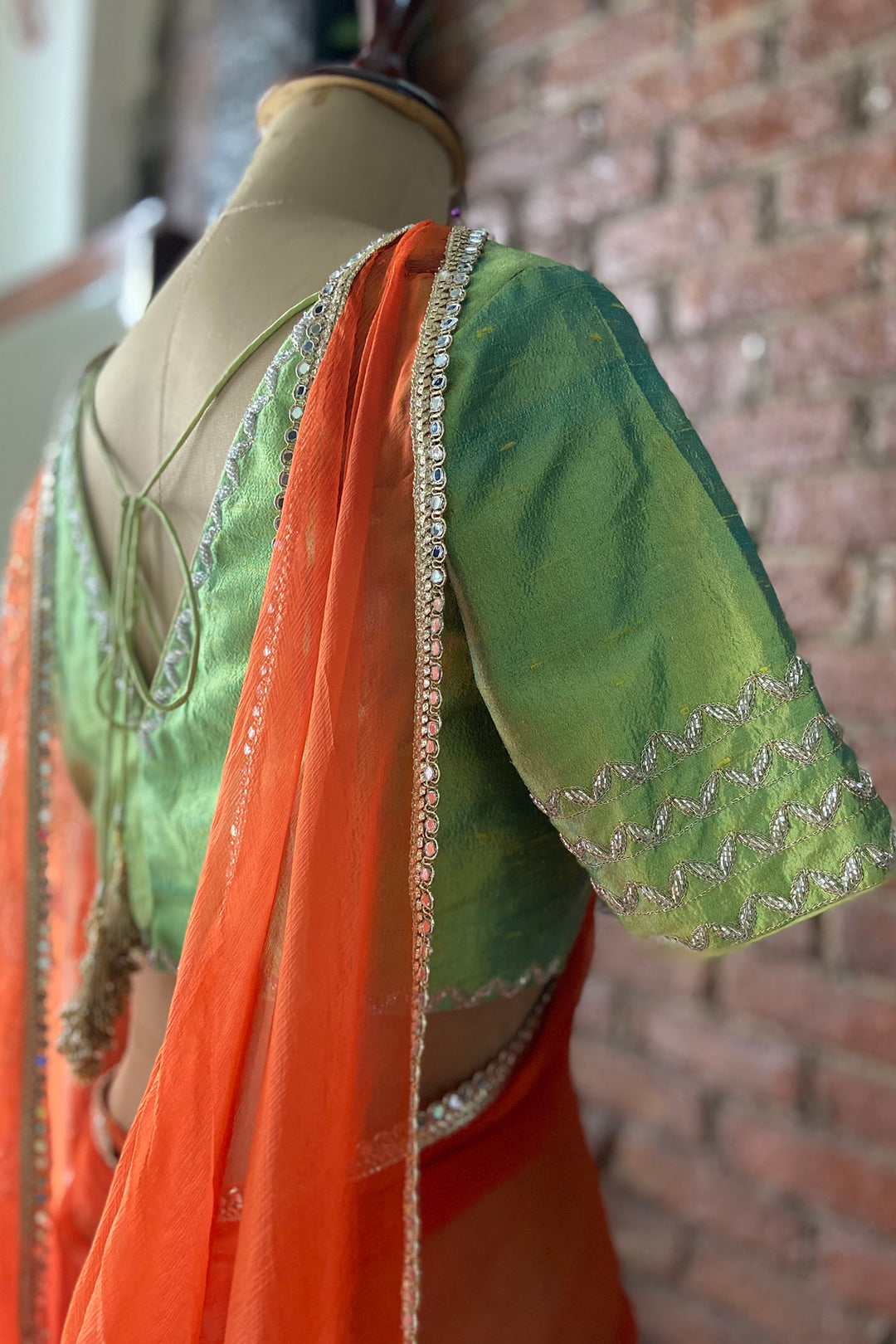 Tangarine Chiffon Saree