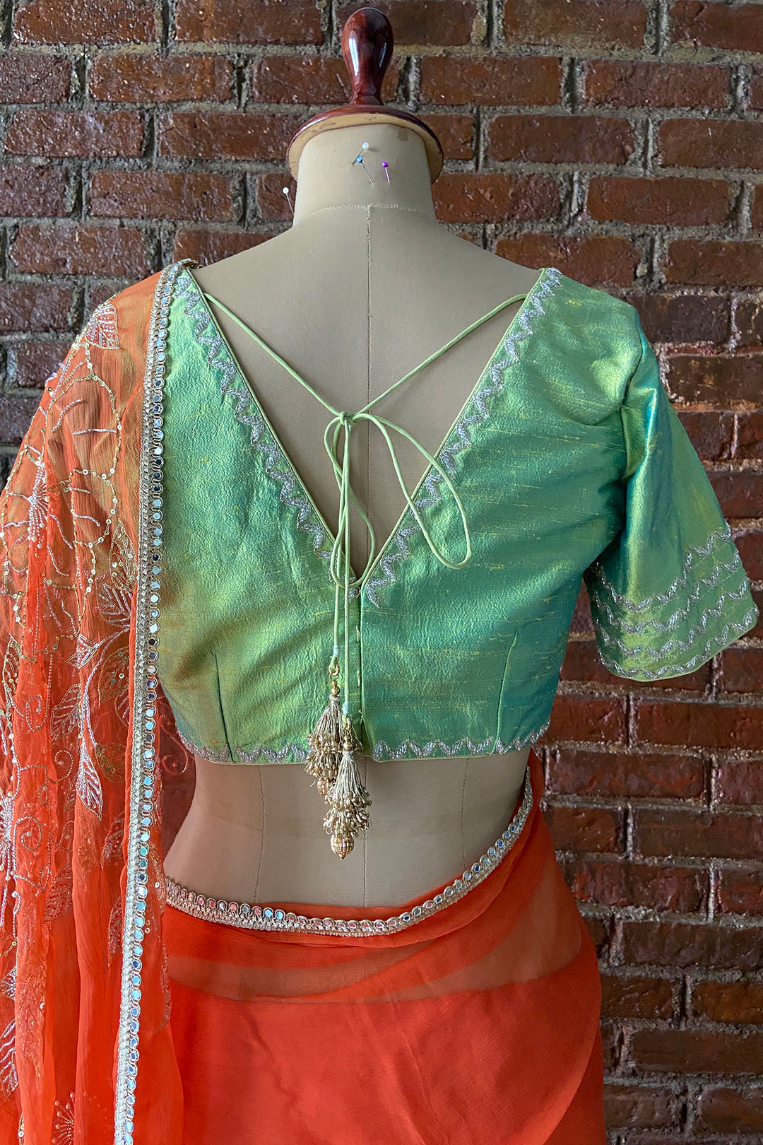Tangarine Chiffon Saree