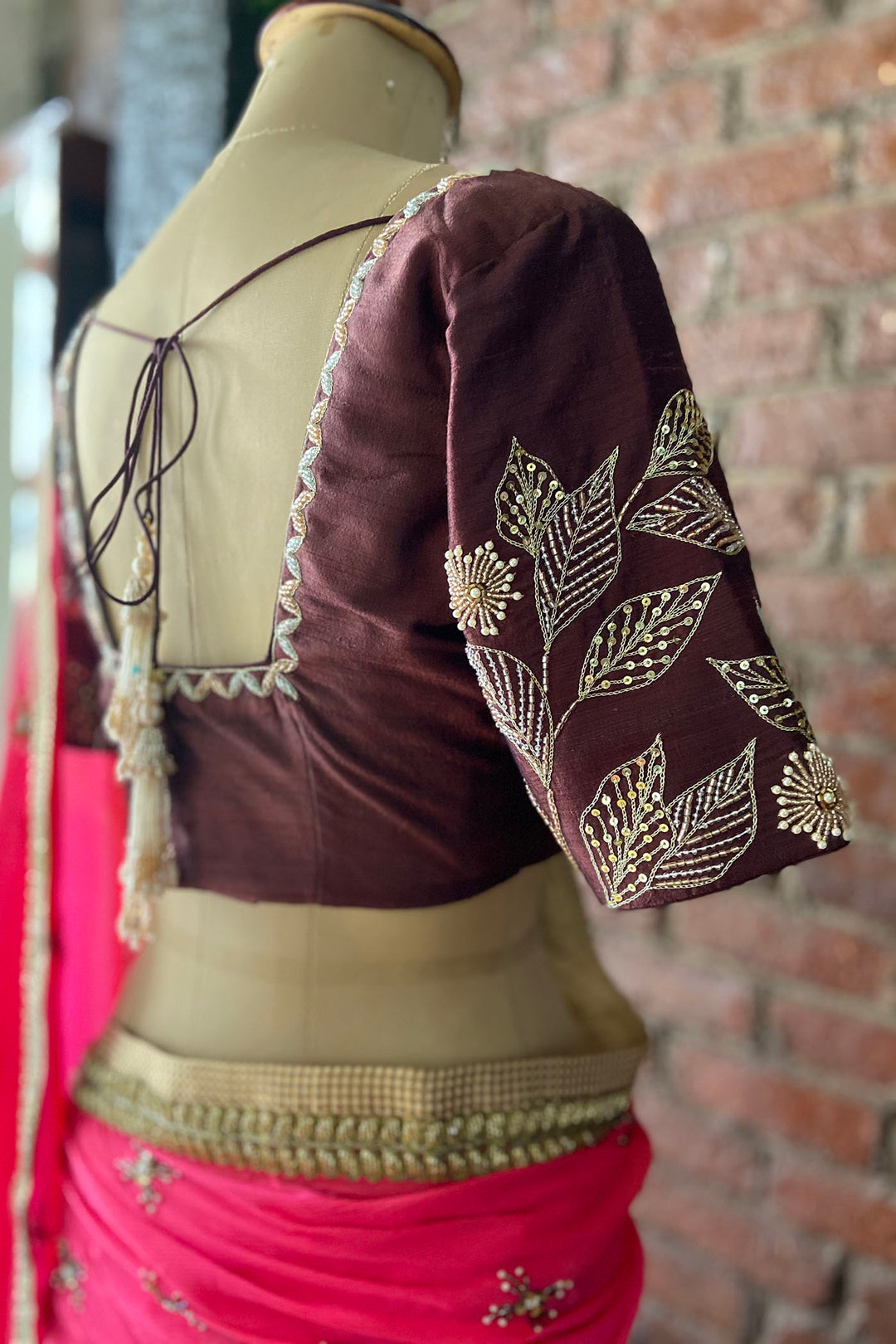 Fuchsia Chiffon Embroidered Saree