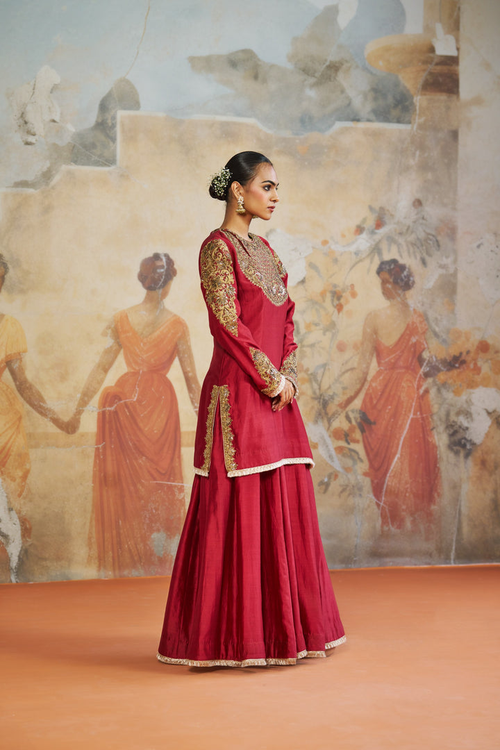 Red Mughal Suit Set