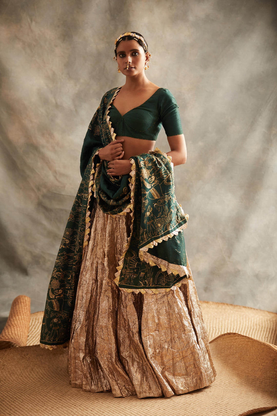 Panna Chandi Lehenga Set